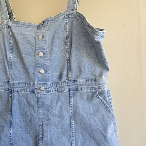 Ava & Viv Women's Denim Flare Jumpsuit Sz 26 Sleeveless Overall Light Wash Blue - Picture 9 of 16